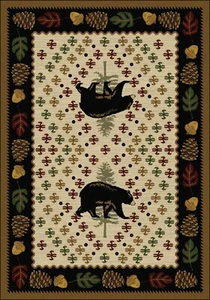 BEAR COUNTRY BLACK BEAR AND PINECONES AREA RUG - 5' X 8' - NATURAL - Picture 1 of 1