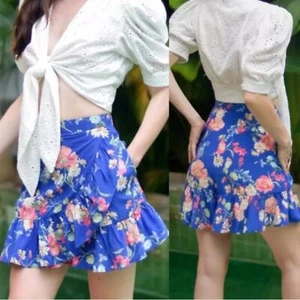 Yumi Kim Blue Floral Skort with Ruffle Hem Size Large NWT - Picture 1 of 9