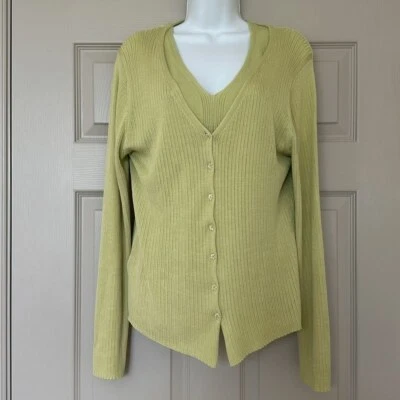 TOMMY BAHAMA Women’s Silk/Cotton Set Cardigan with Tank Top Size L - Image 1 of 4