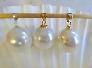 1 x 16mm WHITE Sea Shell Pearl Drop PENDANT 925 Sterling or 14kt Gold 1/20 - Picture 1 of 5
