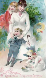 1891 süßer viktorianischer Familienlöwe Kaffee Woolson Gewürz Toledo OH Knapp Sammelkarte - Bild 1 von 3