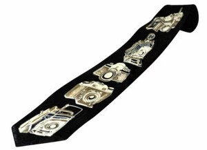 THE TIE STUDIO - Photography-Vintage Cameras Pattern on Black Men's Novelty Tie - Picture 1 of 5