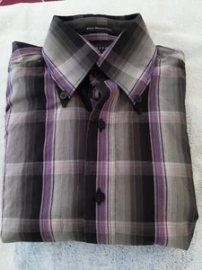 J Ferrar Modern Fit Men's Cotton Dress Casual Shirt - Size Small 14.5 Purple blk - Picture 1 of 6