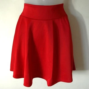 Women's skater SKIRT 28 inch (71 cm) stretchy waist flared red w/rear zip - Picture 1 of 5
