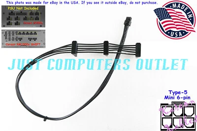 🔥 18" Corsair RMx Shift 1200W Mini 6-Pin to Three SATA III Power Cable - Image 1 of 4