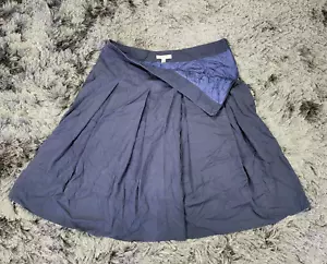 Burberry London Wool Skirt Women's 8 Blue Lined Stretch Casual Pleated Zipper - Picture 1 of 11