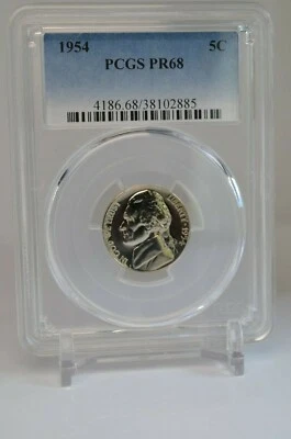PR68 1954 JEFFERSON NICKEL PCGS GRADED 5C PROOF RARE CLEAN COIN UNCIRCULATED - Image 1 of 4