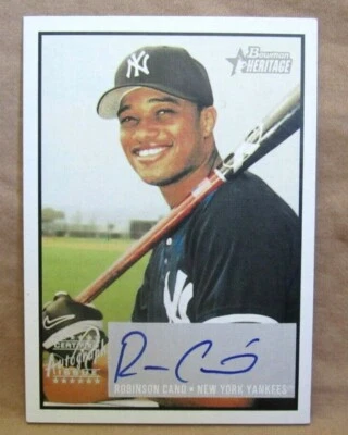 Robinson Cano RC 2003 BOWMAN Heritage novato autógrafo automático! Yankees 2B Goat Hof Foto 1 de 3