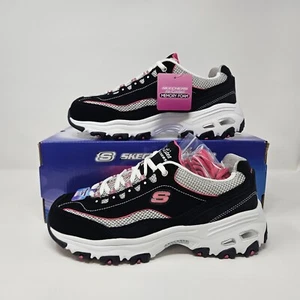 Women's Skechers D'Lites-Life Saver 'Black/Pink' Sneaker/ 11860EW / Size 8 WIDE - Picture 1 of 6