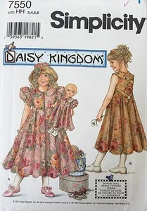 Daisy Kingdom Dress Simplicity 7550 Child Uncut Hat 17in Doll Costume 3 4 5 6 HH - Picture 1 of 11