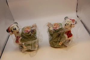 Mickey Mouse Santa matching candle stick holders very rare hard find NIB Disney - Picture 1 of 15