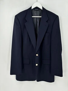 Burberrys Vintage Suit Jacket Mens 42 Navy Blue Single Breasted 100% Wool Button - Picture 1 of 19
