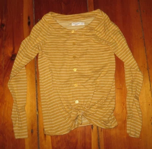 Abercrombie Kids Mädchen Gr. 15/16 gelbe Streifen Langarm Knopfleiste U-Ausschnitt - Bild 1 von 1