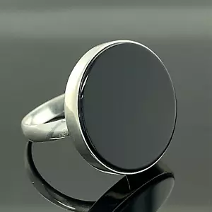 Women Handmade Onyx Ring ,Black Onyx Ring , Round Onyx Gemstone Ring - Picture 1 of 7
