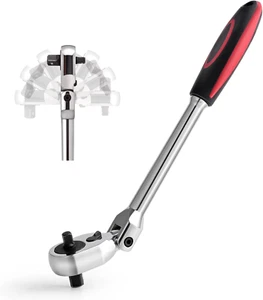 Dual 3/8 and 1/4 Drive Flex Head Ratchet, 72-Tooth 3/8 Ratchet Wrench with Quick - Picture 1 of 12