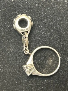 STERLINGSILBER VERLOBUNGSRING / EHERING BAUMELN PERLE CHARM - Bild 1 von 9