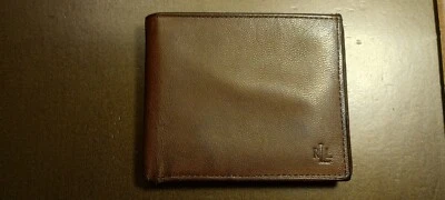 Cartera de cuero marrón Ralph Lauren para hombre doble pliegue CC, efectivo, identificación ligeramente usada Foto 1 de 3