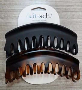 Kitsch Oversized Claw Hair Clips 2 pc Black & Tortoise Color BB7 - Picture 1 of 2