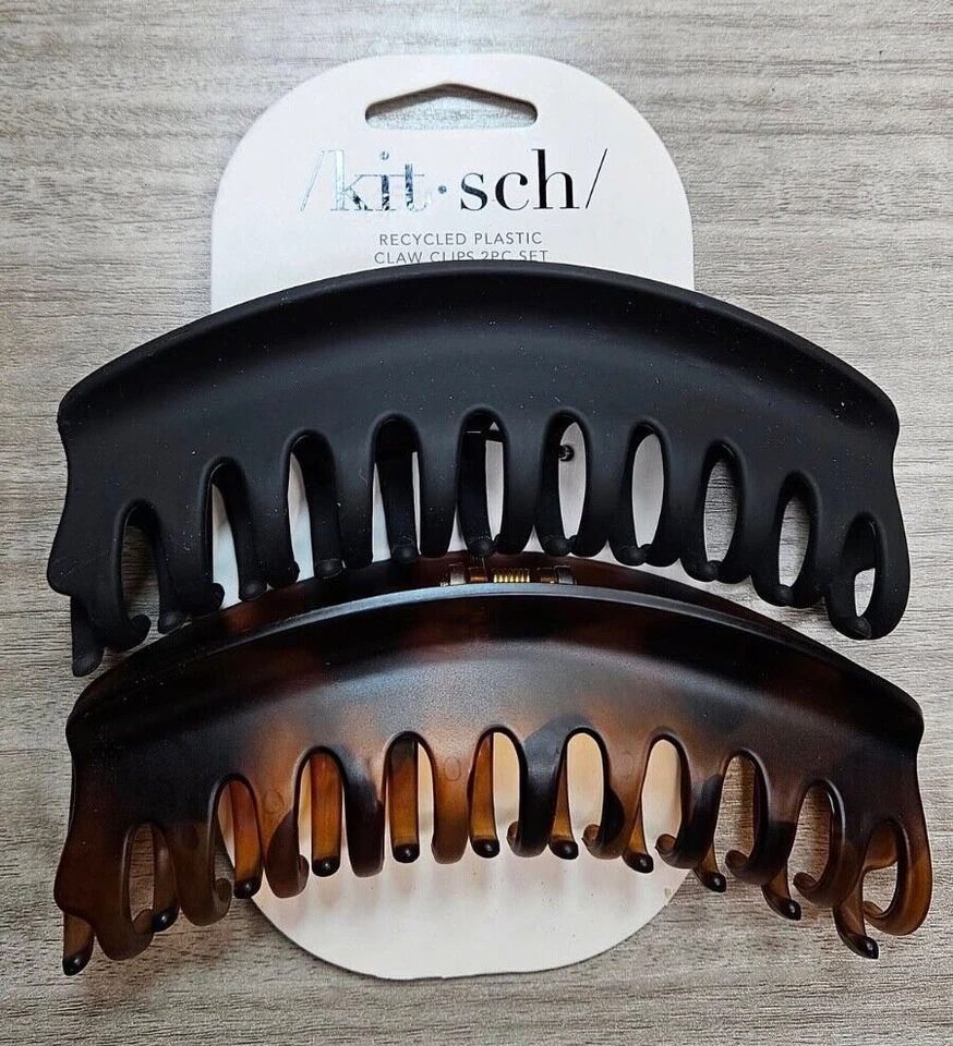 Kitsch Oversized Claw Hair Clips 4 pc Black & Tortoise Color