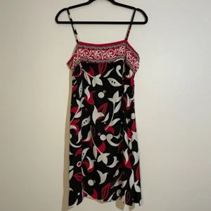 INC International Concepts Vintage Paisley Red White 100% Silk Mini Dress Size 8 - Picture 1 of 4