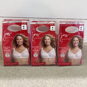 3 Playtex Just My Size Easy On Front Close Wirefree Bra WHITE 1107 42C New - Picture 1 of 5