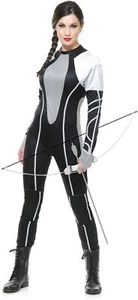 Survivor Jumpsuit Games Warrior Hunger Fancy Dress Halloween Sexy Adult Costume - Picture 1 of 12