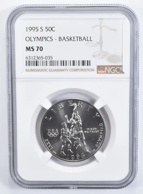 MS70 1995 S Olympic Basketball Commemorative Half Dollar NGC *0749 - Image 1 of 4