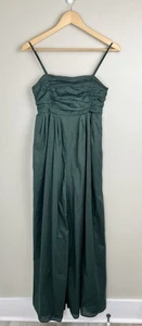 Anthropologie Hutch The Mabel Square Neck Wide Leg Jumpsuit Sz S Forest Green - Picture 1 of 15