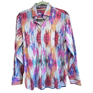 Mens Viscontt Black multi-color button down top size medium - Picture 1 of 7