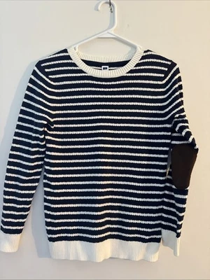 Свитер Janie and Jack с синими и белыми полосками размер 8 нашивки на локти для девочек - Изображение 1 из 4