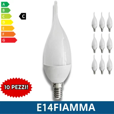 10 LAMPADINE LED E14 A FIAMMA da 3W 6W 9W 12W 15W LUCA FREDDA/NATURALE/CALDA - Immagine 1 di 4