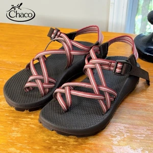 Chaco ZX/2 Cloud Doppelriemen-Sandalen 7 braun/rote Streifen 105 $ gebraucht, in einwandfreiem Zustand sauber verstellbar - Bild 1 von 13