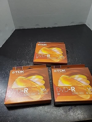 3pk TDK DVD-R Recordable Media 1-16X 120MIN 4.7GB 15 Pack Read Description  - Image 1 of 4