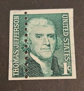 1965 US Stamps Scott SC #1299 1c Jefferson Misperf Line strip Perforation Error - Picture 1 of 2