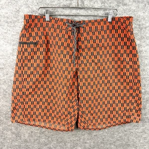 Patagonia Wavefarer Board Shorts 38 Orange Geometric Swim Trunks Pocket - Picture 1 of 9