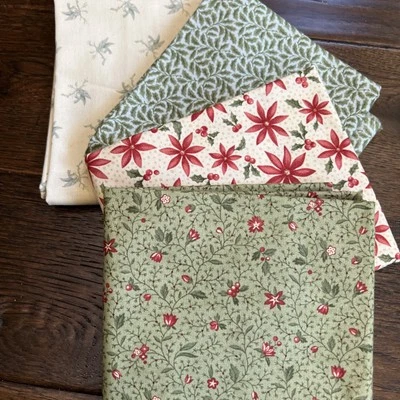 MODA Sentiments 3 Hermanas - Paquete de 4 Media Yarda - Pájaros, Flor de Pascua, Acebo De Colección Foto 1 de 4