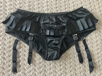 AGENT PROVOCATEUR VERY RARE BLACK GANGSTER BIG SUSPENDER BRIEF SMALL UK 8 BNWT - Image 1 of 4