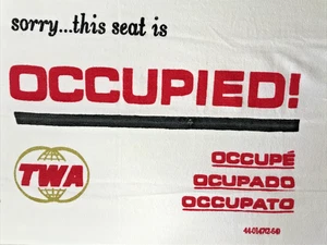 TWA AirLines 'OCCUPIED' Vintage Thick Cotton Beach Towel 1970s 34” X 58” - Picture 1 of 7