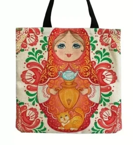 Bolso de Mano Estampado Muñeca Anidación Rusa Bolso de Hombro Informal Compras 15 pulgadas Cuadradas Regalo - Imagen 1 de 4