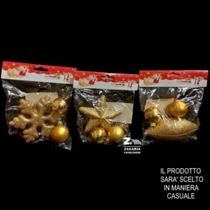 SET 3 PZ DECORAZIONE PER ALBERO DI NATALE ORO CM 11 CON 2 PALLINE 81193 - Foto 1 di 1