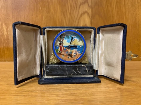 Erotic table clock with a box - Copper, Marble -early 20th century Cover