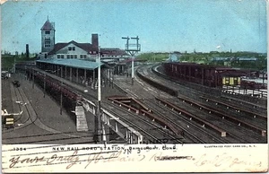 UDB Postcard New Rail Road Station Bridgeport Railroad RR Train Heavy Wear - Picture 1 of 1