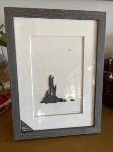 Puppy Makes Four 12 X 16 Glass Pebble and Wood Art W/O Box Sharon Nowlan - Picture 1 of 3