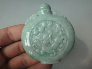 Natural Genuine A Jadeite Jade Full Green Dragon Nose Snuff Bottle  - Picture 1 of 10
