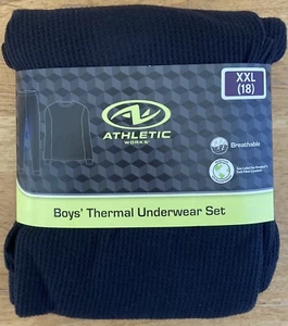 Athletic Works Boys Thermal Underwear Set Size XXL (18) Black Waffle Breathable - Picture 1 of 2