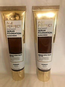 NUEVO Lote de 2 Base de Suero Radiante L'Oreal Paris Age Perfect 155 Espresso 1oz - Imagen 1 de 5