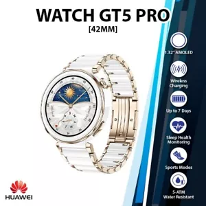 Huawei Watch GT 5 Pro Bluetooth iOS Android Smartwatch(White Ceramic/42mm/1.43”) - Picture 1 of 4