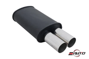 MEGAN M-DT 3" Dual Chrome Exhaust Tips Matt Black Oval Muffler 2.5" inlet - Picture 1 of 1