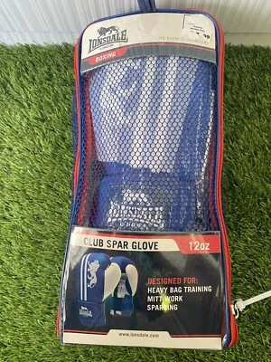 LONSDALE MENS CLUB SPARRING 12 OZ HEAVY BAG PRO TRAINING GLOVES BLUE/WHITE NEW - Image 1 of 3