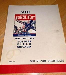 1953 AMERICAN SOKOL SLET SOUVENIR PROGRAM, SOLDIER FIELD CHICAGO - CZECH - Picture 1 of 12